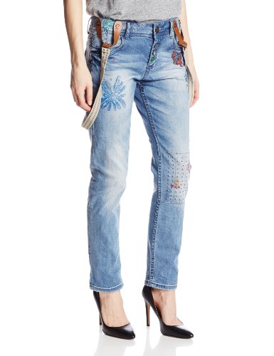 Desigual Women's Flor Jeans, Light Wash Blue, D26/EU 36/US 2 - Top ...