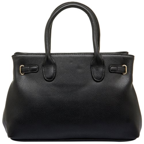 MG Collection HESSA Black Décor Lock Office Tote Handbag - Top Fashion Web