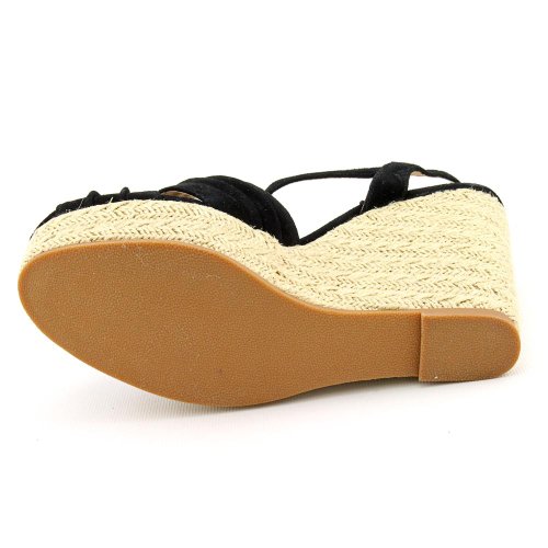 Steve Madden Mammbow Womens Size Black Peep Toe Suede Wedge Sandals Shoes Top Fashion Web
