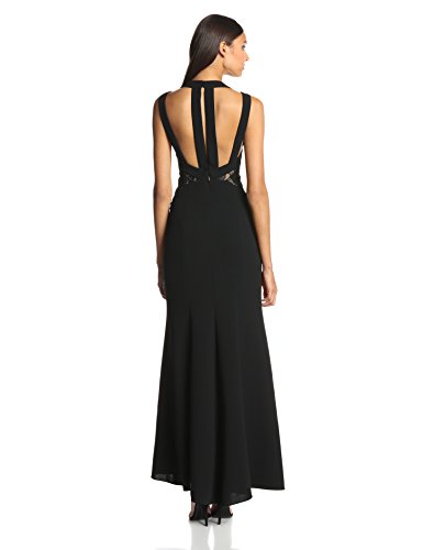 BCBGMAXAZRIA Women's Penelope Long Halter V-Neck Evening Dress, Black ...