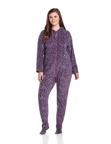 Casual Moments Women's Plus-Size Plus One Piece Footed Pajama, Lavender ...