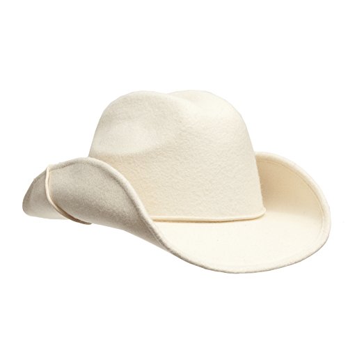 Women's Ivory White Wool Cowboy Hat with Shapeable Brim - Top Fashion Web